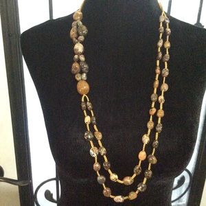 NWOT handmade petrified wood opal necklace